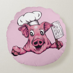 Piggy The Hamicidal Maniac Funny Pig Art Throw Round Cushion