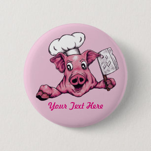 Piggy The Hamicidal Maniac Pig Cook Original Art 6 Cm Round Badge