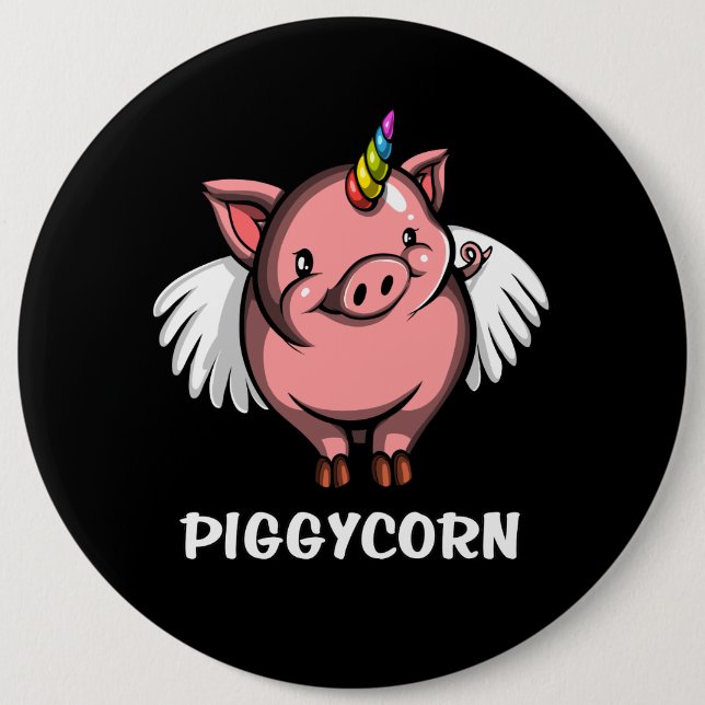 Piggycorn Pig Unicorn Magical Farm Animal 6 Cm Round Badge (Front)