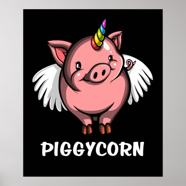 Piggycorn Pig Unicorn Magical Farm Animal Poster (Front)