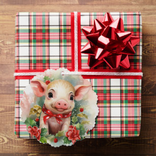 Piglet Baby Pig Gift Tag Christmas Tree Tree Decoration Card
