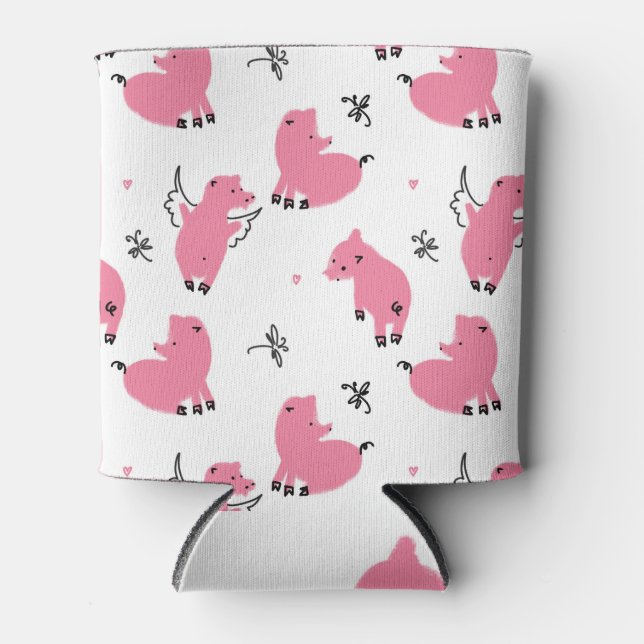 Piglet Fantasy: Whimsical Seamless Design. Can Cooler (Front)
