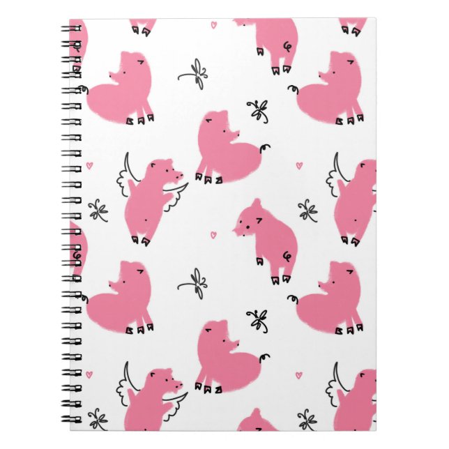 Piglet Fantasy: Whimsical Seamless Design. Notebook (Front)