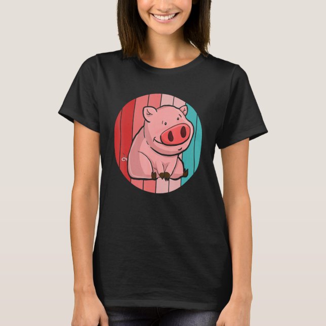 Piglet Farming Farm Animal  Farmer Retro Pig T-Shirt (Front)