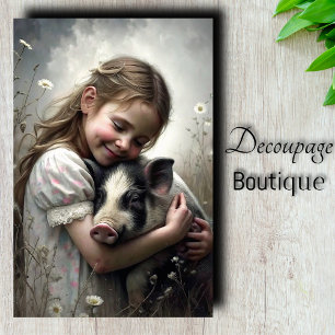 Piglet Hug Decoupage Tissue Paper