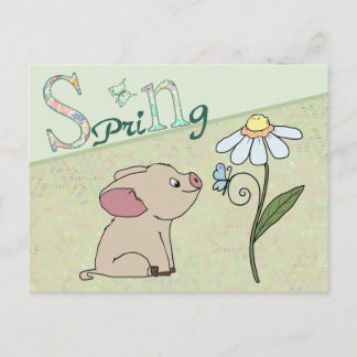 Piglet in Spring Postcard