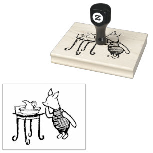 Piglet Looking at a Water Pitcher Rubber Stamp