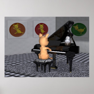 Piglet Playing Piano Poster