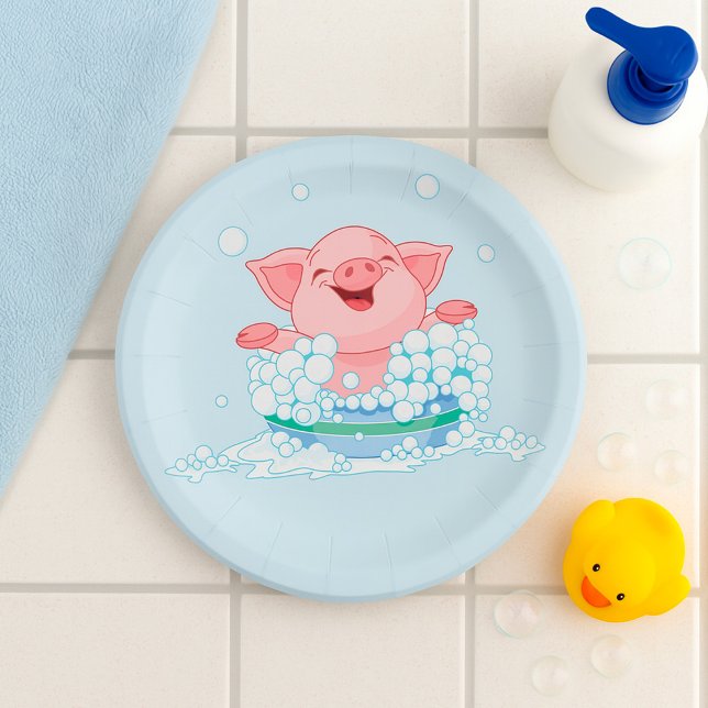 Piglet Taking A Bath Paper Plates (Creator Uploaded)