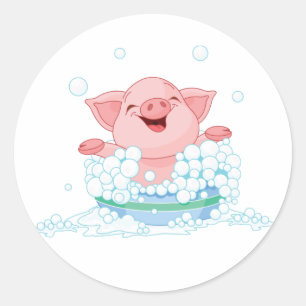 Piglet Taking A Bath Stickers
