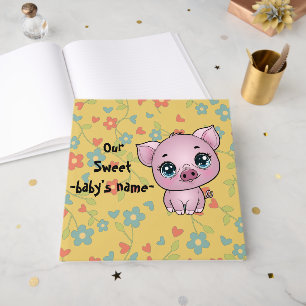 Piglet Theme New Baby Guest Book