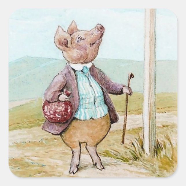 Pigling Bland Going to Market by Beatrix Potter Square Sticker (Front)