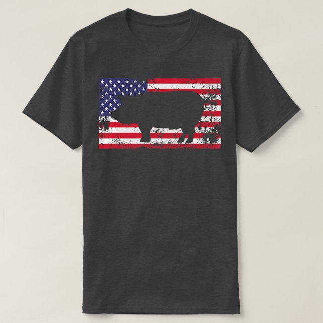 Pigs 4th Of July Usa Flag Us America Premium 4977  T-Shirt (Design Front)