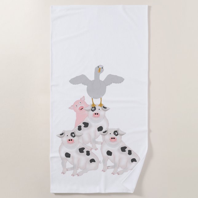 Pigs and a Goose Beach Towel (Front)