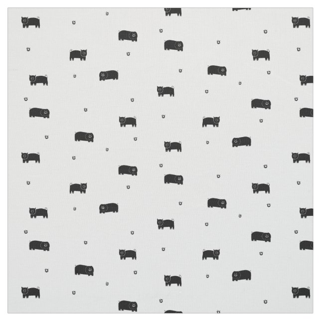 Pigs and Apples Pattern Fabric (Swatch)