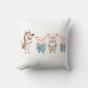 Pigs and Bad Wolf cartoon Cushion