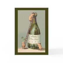 Pigs and Champagne; Cute New Year's Card
