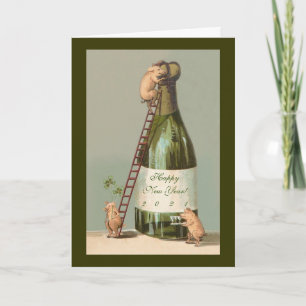 Pigs and Champagne; Cute New Year's Card