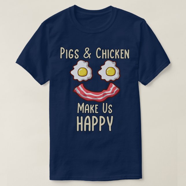 Pigs and Chicken smiling Eggs and Bacon Premium  T-Shirt (Design Front)
