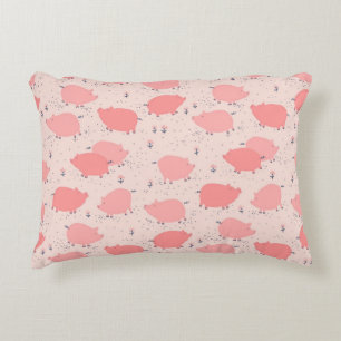 Pigs And Flowers Decorative Cushion