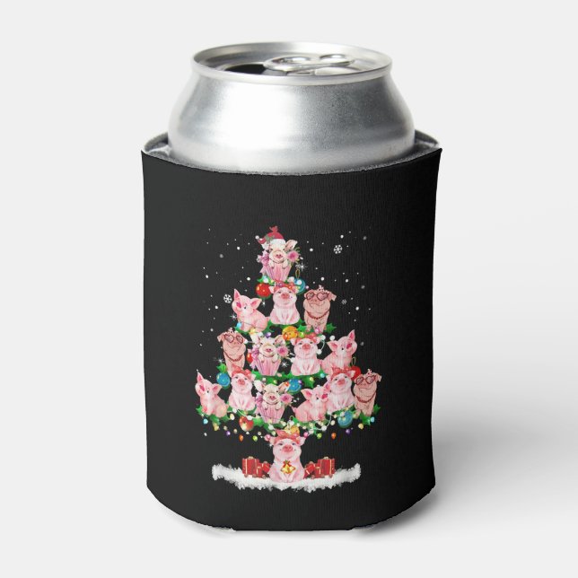 Pigs Christmas tree Can Cooler
