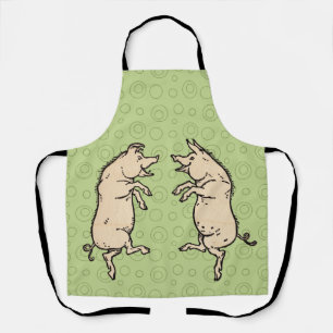 Pigs Dancing Antique Piggy Dance Jig Apron