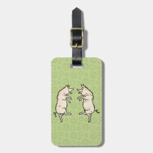 Pigs Dancing Antique Piggy Dance Jig Luggage Tag