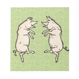 Pigs Dancing Antique Piggy Dance Jig Notepad