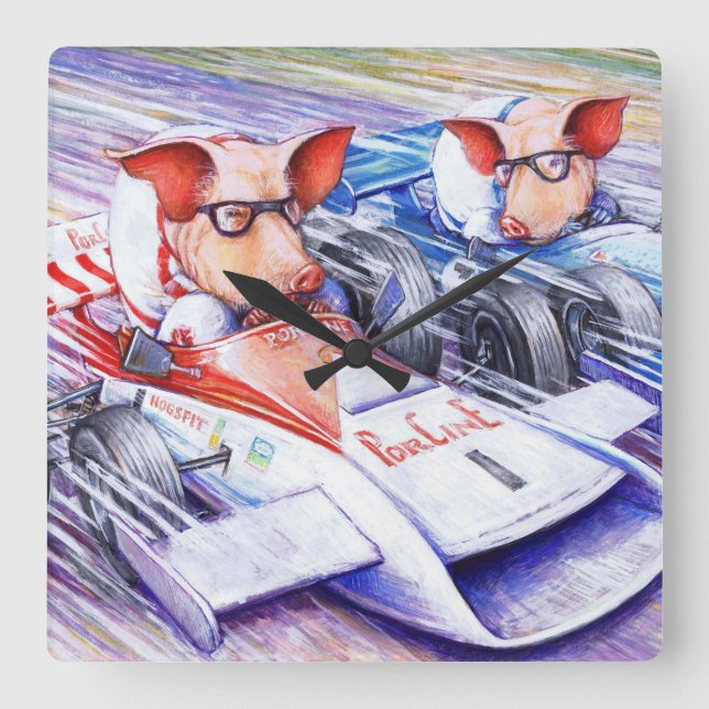 Pigs Driving Cars Wall Clock (Front)