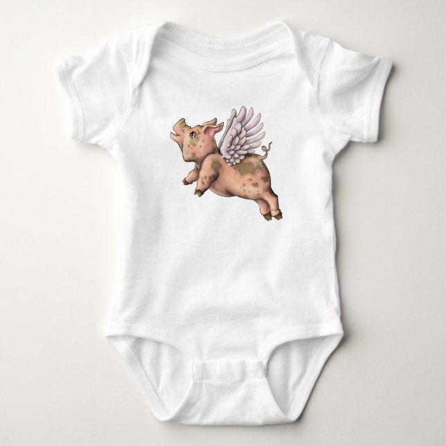 Pigs Fly Baby Bodysuit (Front)