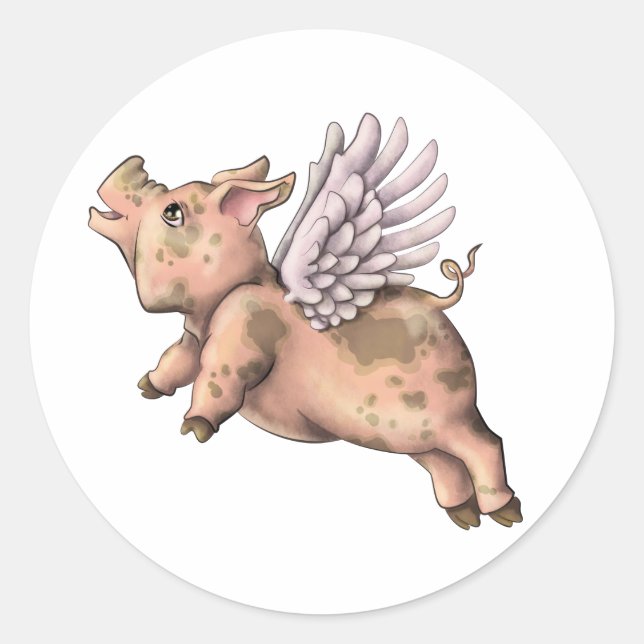Pigs Fly Classic Round Sticker (Front)