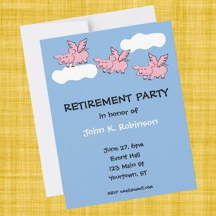 Pigs Fly Funny Retirement Party Invitation