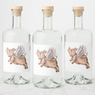 Pigs Fly Liquor Bottle Label
