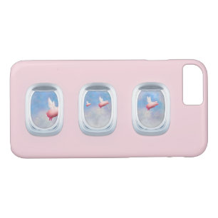 Pigs Fly Past Airrplane Windows iPhone 8/7 Case