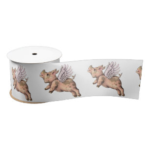 Pigs Fly Satin Ribbon