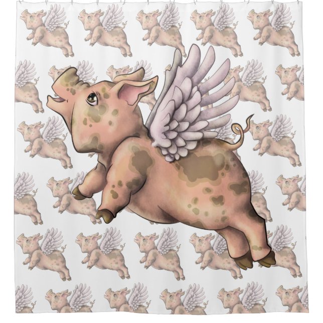 Pigs Fly Shower Curtain (Front)