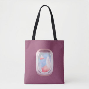 Pigs Flying Past Airplane Window Tote Bag