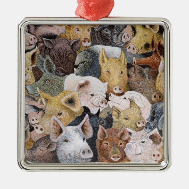 Pigs Galore Metal Tree Decoration (Front)