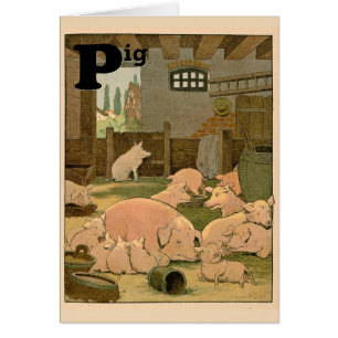 Pigs Illustrated Alphabet Letter Note Card