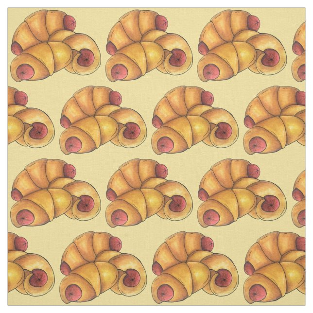 Pigs in a Blanket Crescent Roll Hot Dog Junk Food Fabric (Swatch)