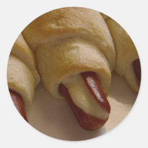 Pigs in a blanket with cheese classic round sticker