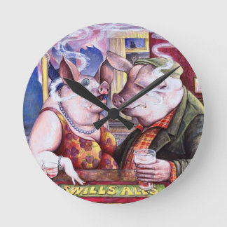 Pigs in a Pub Wall Clock