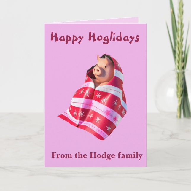 Pigs In Blankets A Cute Piglet Wrapped In A Throw  Card (Front)