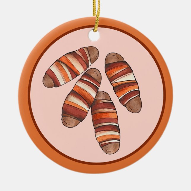 Pigs in Blankets Bacon Sausage UK British Food Ceramic Ornament (Front)