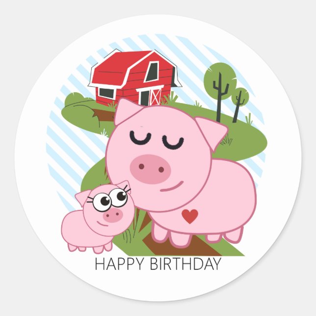 PIGS IN THE FARM CLASSIC ROUND STICKER (Front)