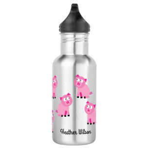 Pigs Kids Water Bottle with Name