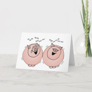 Pigs laughing Thanksgiving Holiday Card