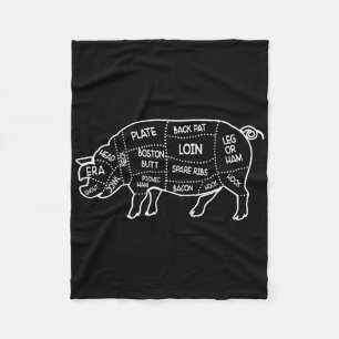 Pigs Meat Butcher Cuts Diagram Chef Cook Guide Fun Fleece Blanket