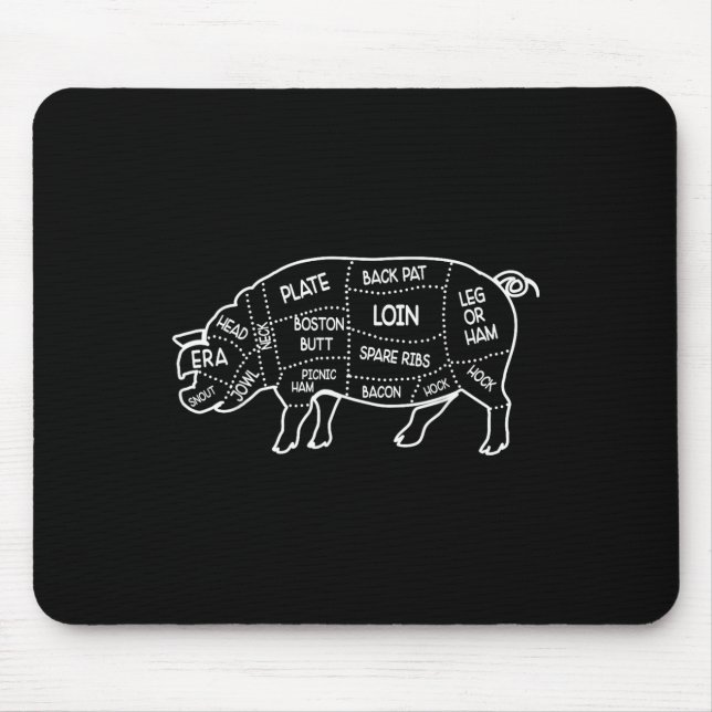 Pigs Meat Butcher Cuts Diagram Chef Cook Guide Fun Mouse Pad (Front)