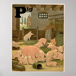 Pigs on the Farm Animal Alphabet Poster